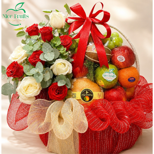 Giỏ Trái Cây & Hoa Chúc Mừng - NI256